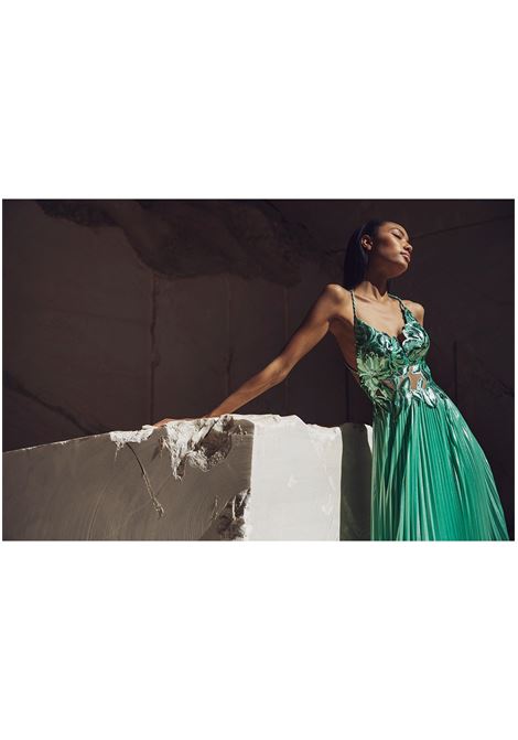 Abito lungo con gonna plissè Mestri Couture MAESTRI | Abiti | 4939 4939FPISTACCHIO